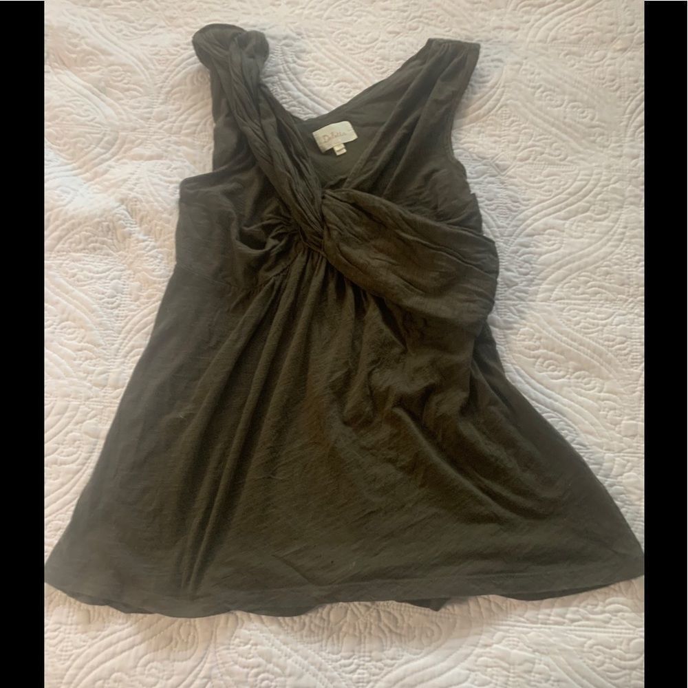 Anthropology Deletta Twist Tank Olive Green XS